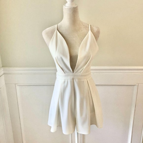 Stella Laguna Beach Pants - Stella Laguna Beach Ivory Plunge Romper S